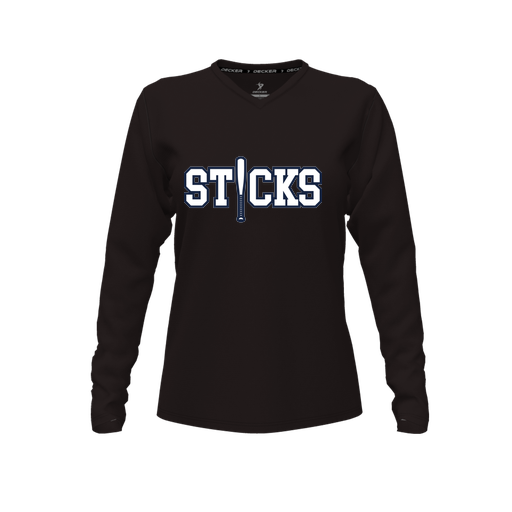 [FTLVCFBK-FYXS-LOGO2] Decker Comfort T-Shirt (Female Youth XS, Black, V Neck, Logo 2, Long Sleeve)