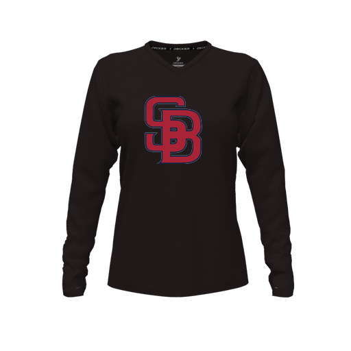 [FTLVCFBK-FYXS-LOGO3] Decker Comfort T-Shirt (Female Youth XS, Black, V Neck, Logo 3, Long Sleeve)