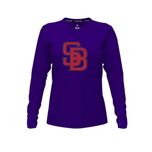 [FTLVCFPP-FYXS-LOGO3] Decker Comfort T-Shirt (Female Youth XS, Purple, V Neck, Logo 3, Long Sleeve)