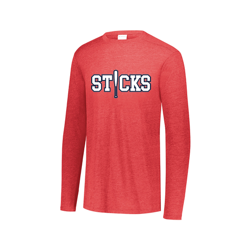 [FTLCUBRD-AXS-LOGO2] Decker Men's Tri-Blend T-Shirt - Long Sleeve (Adult XS, Red, Logo 2)