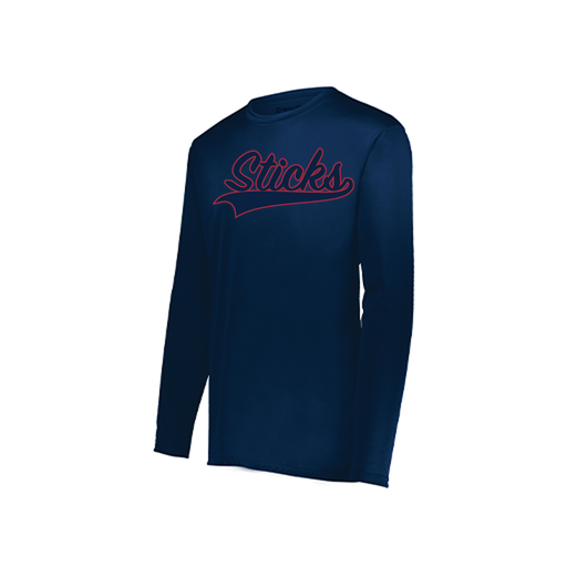 [222823.065.S-LOGO1] Youth LS Smooth Sport Shirt (Youth S, Navy, Logo 1)